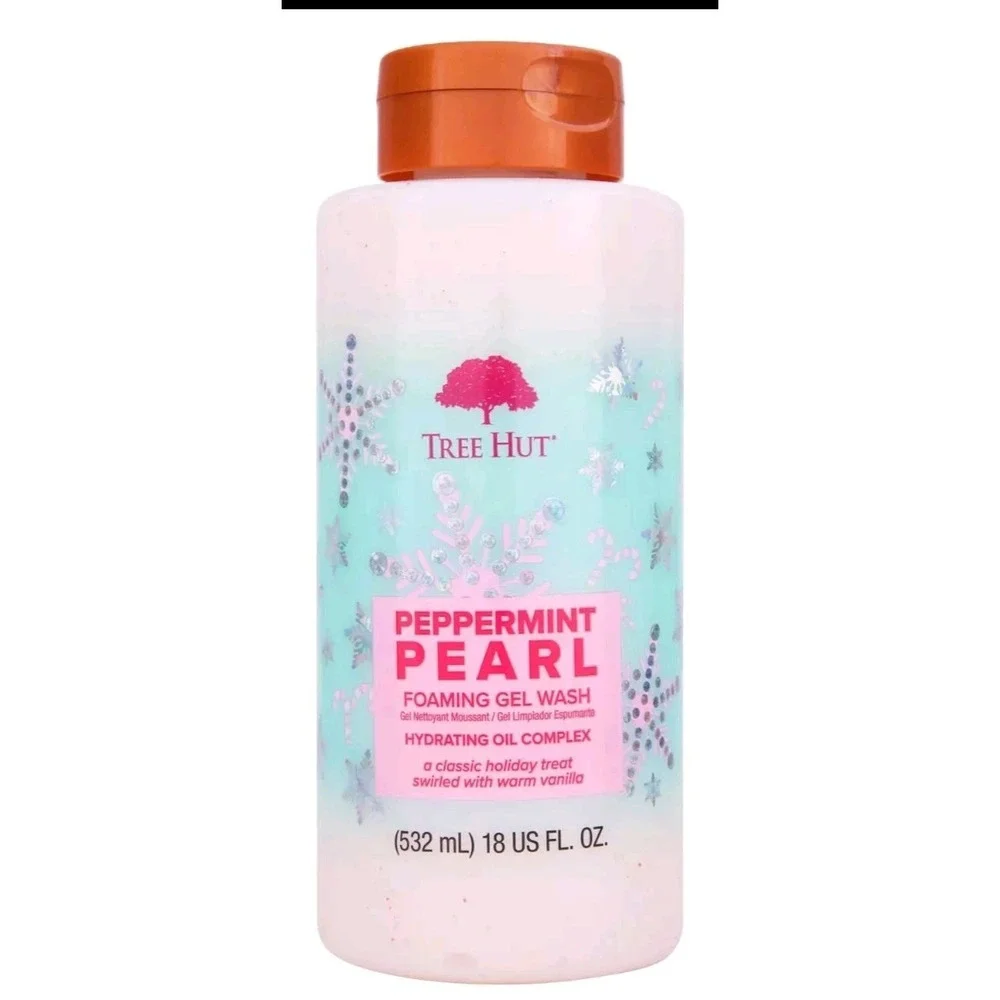 Tree Hut‎ Peppermint Pearl Foaming Gel Wash | Cleanse & Soothe Skin 18oz Vanilla